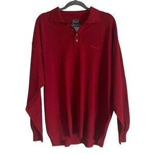 Versace Jeans Couture Men’s Size XL Red Virgin Wool Polo Sweater Ittierre Italy